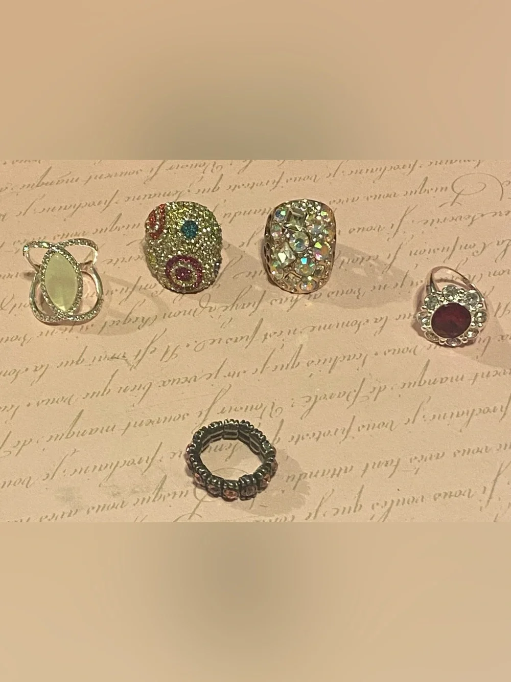 Vintage Cocktail Ring Bundle Chunky Rhinestone Pavé Whimsigoth Statement Lot